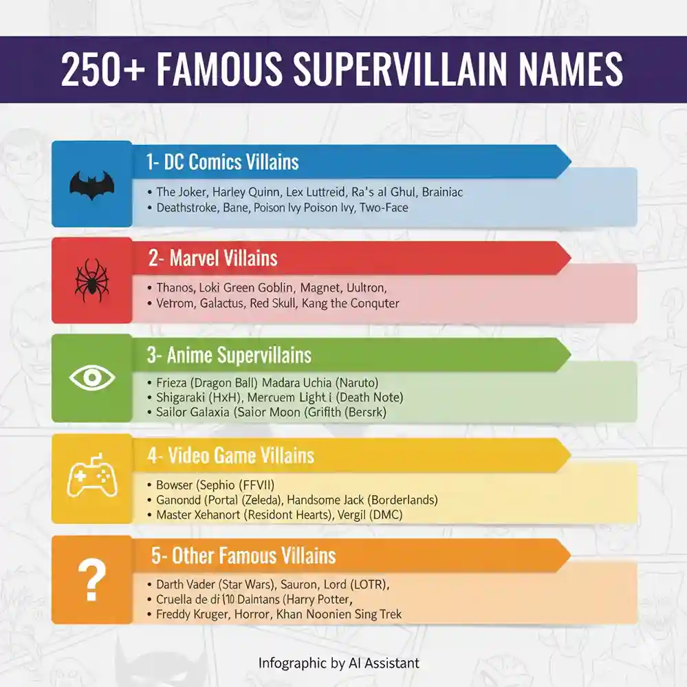 250+ famous supervillian names