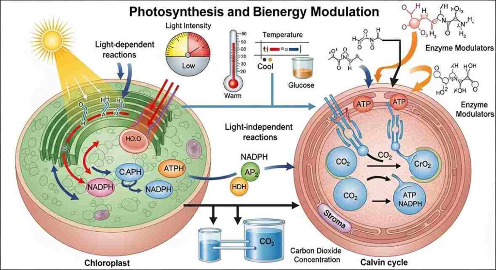 Visual representation of photosynthesis, detailing the conversion of sunlight into energy by plants.