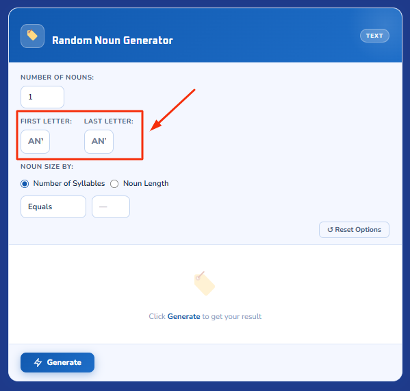 visual representation for how random noun generator step 1