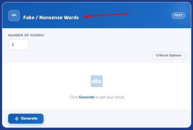 step 1 to create fake word generator