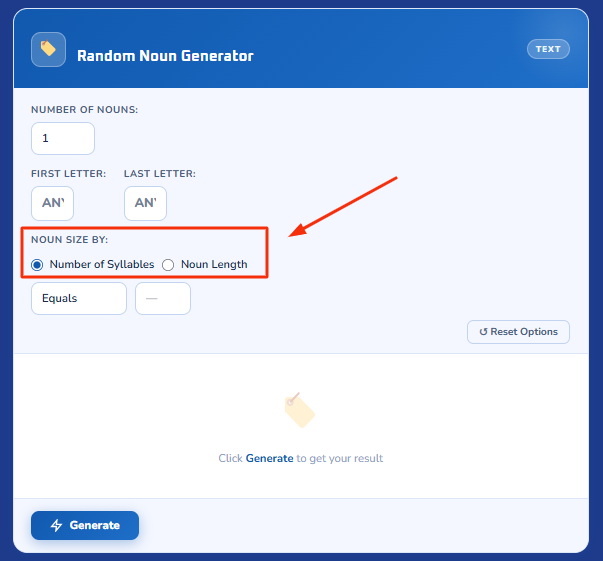 visual representation for how random noun generator step 1