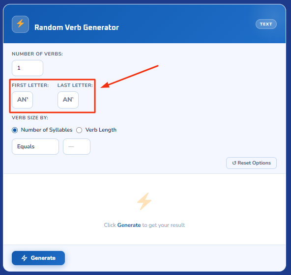 random verb generator - step 2