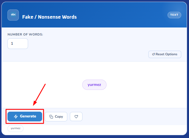 step 2 to generate fake words