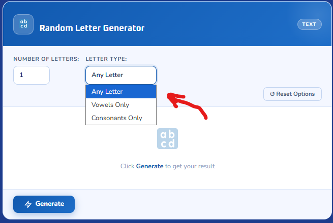 step 2 to generate random Letters