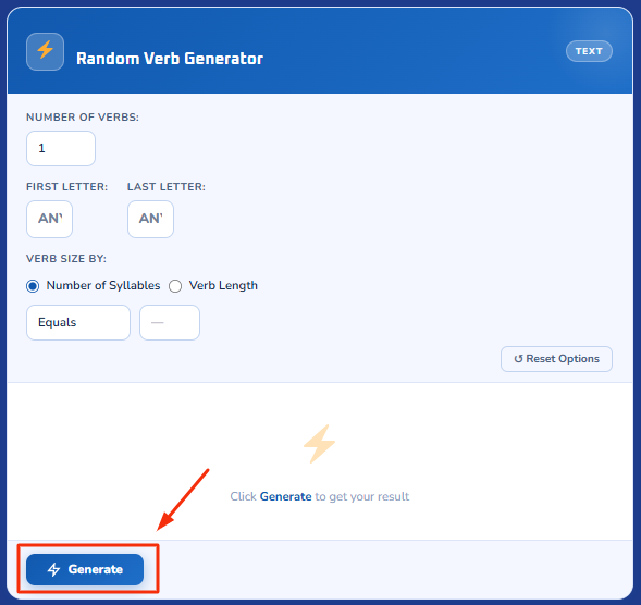 random verb generator - step 3