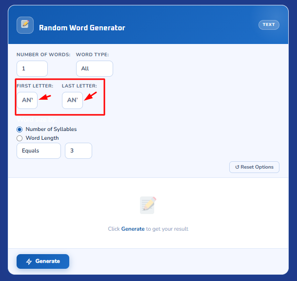 step3 for generating random word