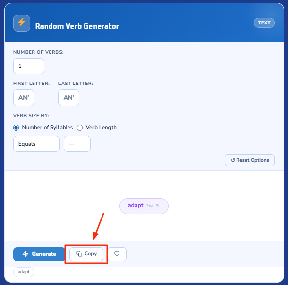 random verb generator - step 4