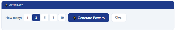 step 3 : number of super powers you want to generate