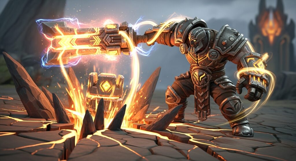 Earthshaker, a Dota 2 hero, using seismic slams and fissures to dominate the battlefield.