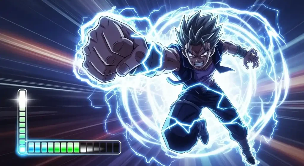 Plus Ultra hero standing under glowing sky with energy aura My Hero Academia