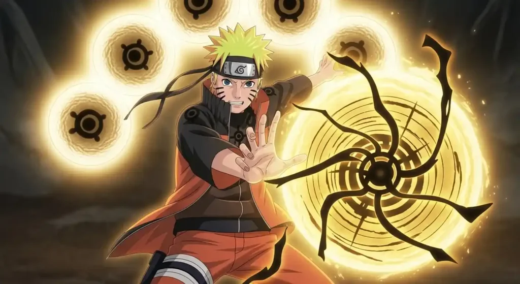 Naruto Six Paths Mode using Magnet Release Rasengan with divine chakra aura, strongest Rasengan forms explained