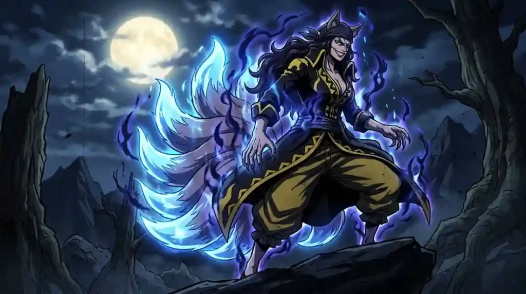 Catarina Devon transforming into Kyubi no Kitsune nine tailed fox form