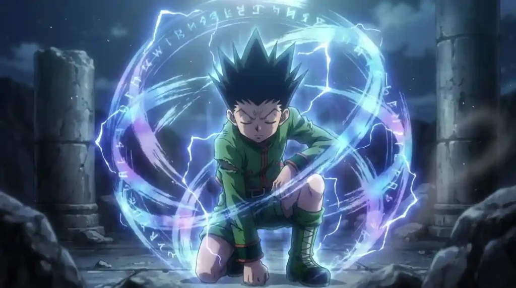Enhancer Nen fighter using aura armor and advanced defensive Nen techniques