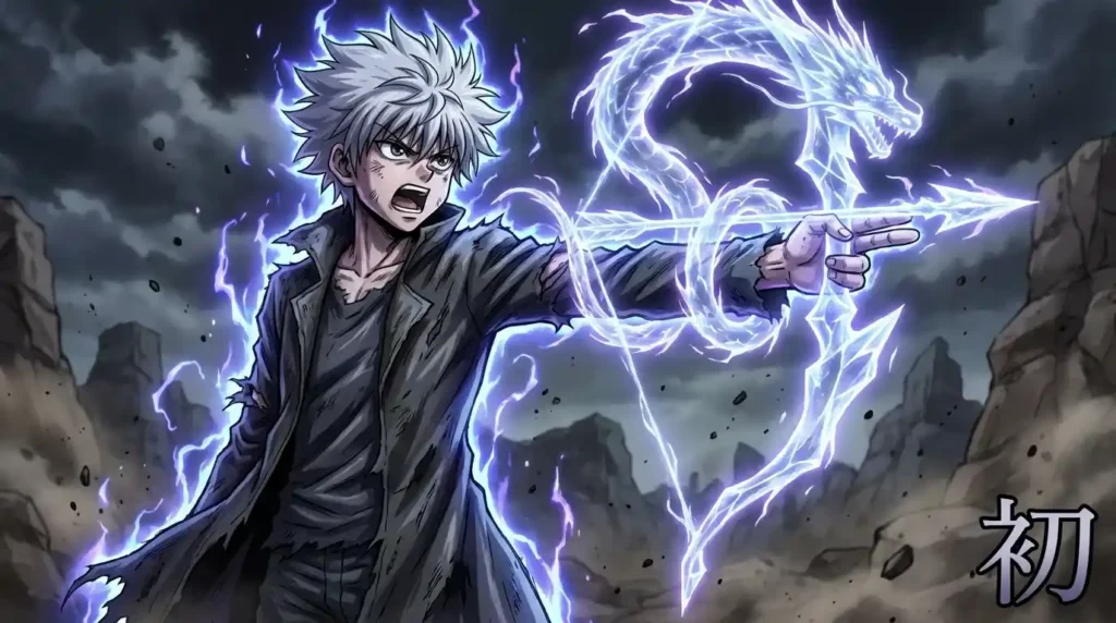 Hunter x Hunter character activating a personalized Hatsu ability with powerful glowing aura
