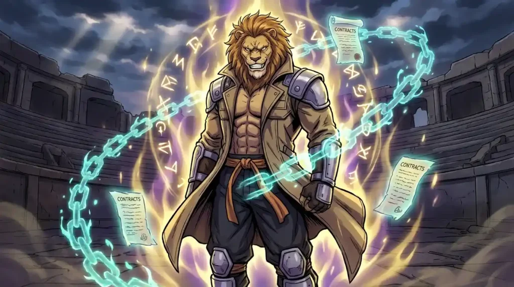 Leol activating Rental Pod to borrow Nen abilities from other users in Hunter x Hunter