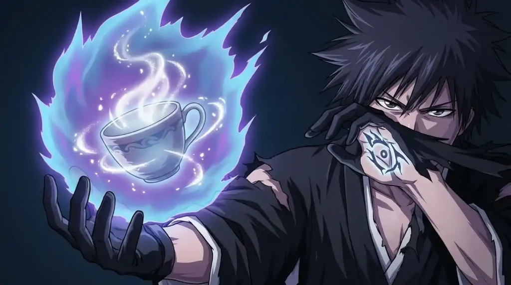 Anime Fullbringer controlling an object's soul through Fullbring ability in Bleach