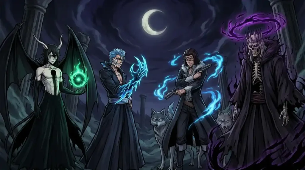 Espada Hollow powers featuring Ulquiorra, Grimmjow, Starrk, and Baraggan