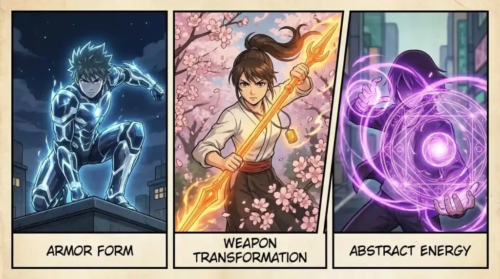 Different Fullbring ability types including armor, weapon, and conceptual powers