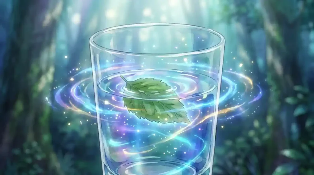 Water Divination Nen test with floating leaf and aura reaction in Hunter x Hunter