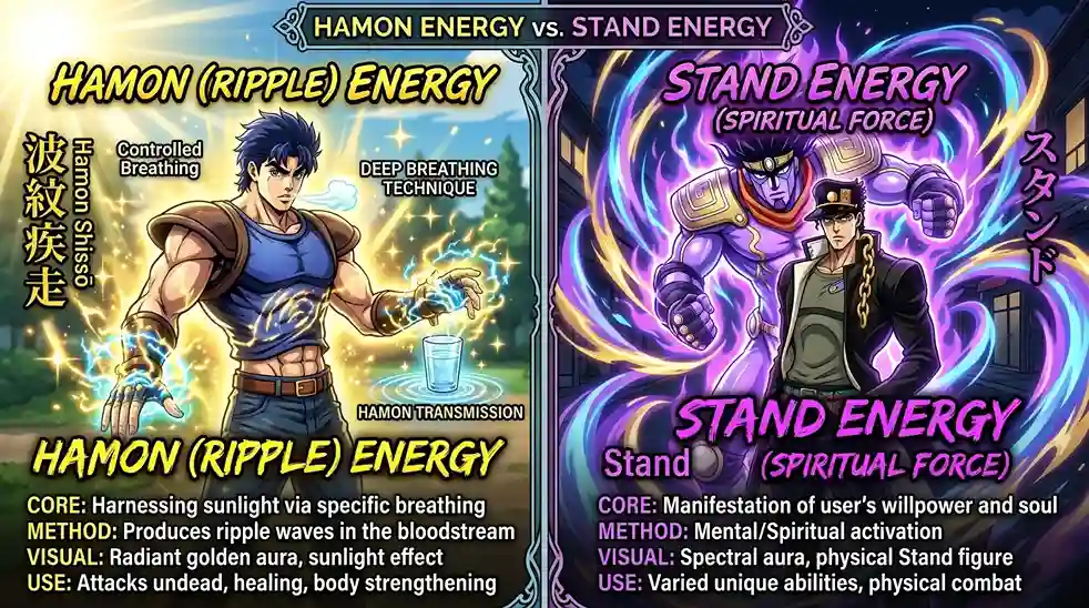 Comparison between Hamon energy and Stand power evolution in JoJo