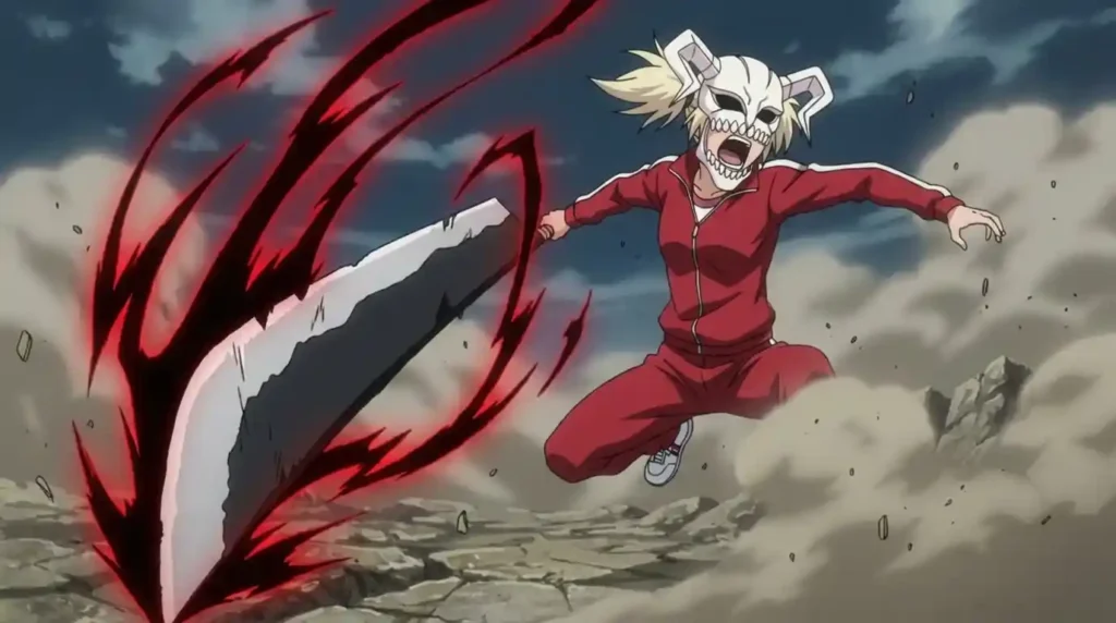 Hiyori Sarugaki attacking with Kubikiri Orochi while wearing her Hollow mask in Bleach