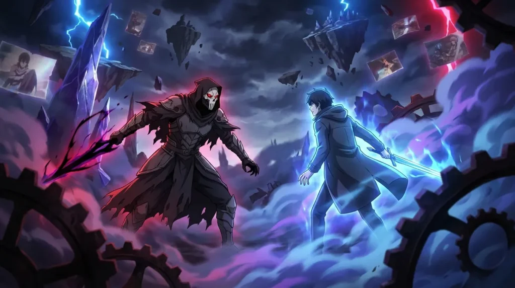 Inner Hollow battle inside a character's mind in Bleach-inspired artwork