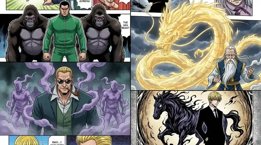 Famous Nen Beast users and their summoned creatures from Hunter x Hunter