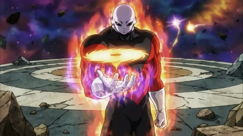 Jiren demonstrates incredible skill by stopping a Destructo Disk during the Tournament of Power.