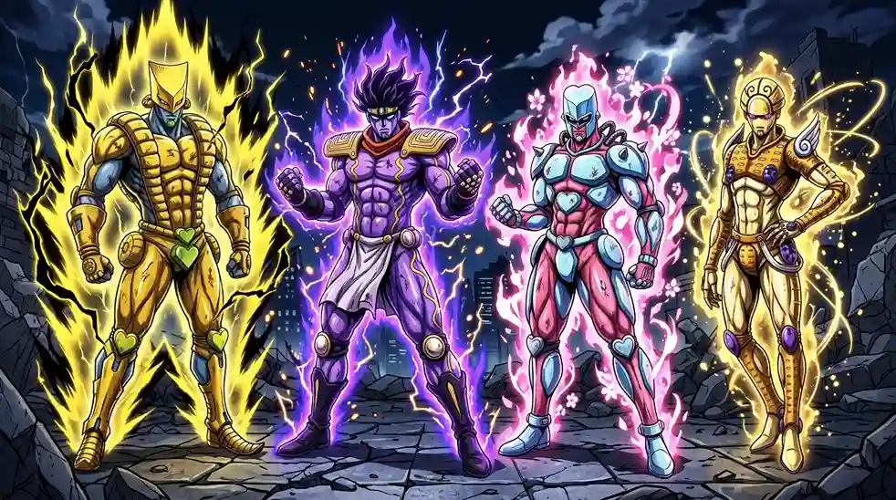 Star Platinum and The World showcasing powerful Time Stop Stand abilities in JoJo.