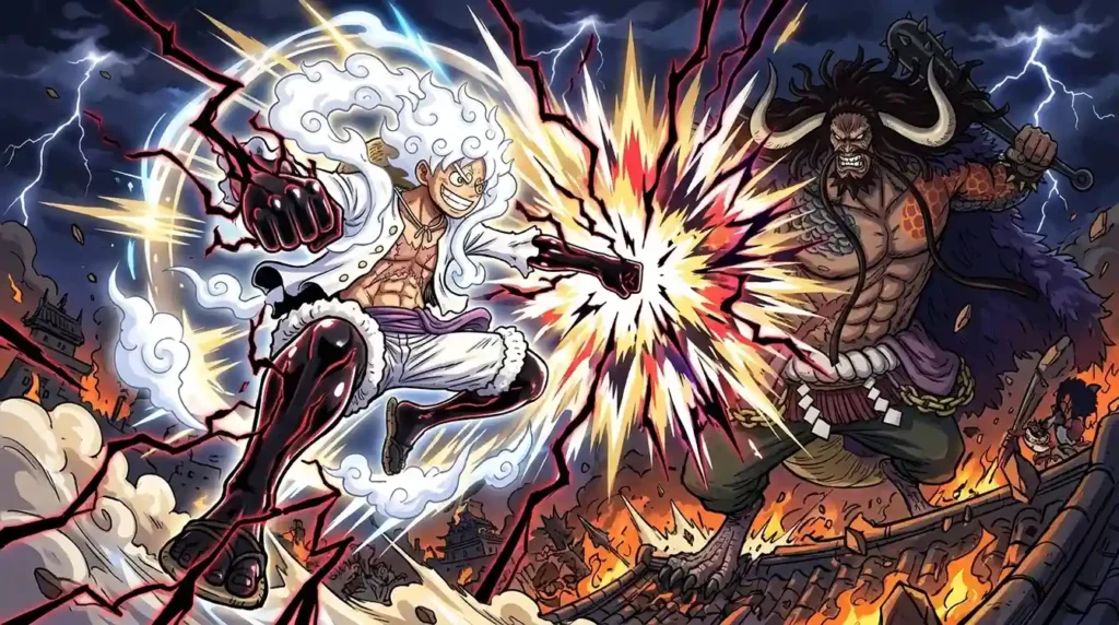 Gear 5 Luffy combining Advanced Conqueror's Haki