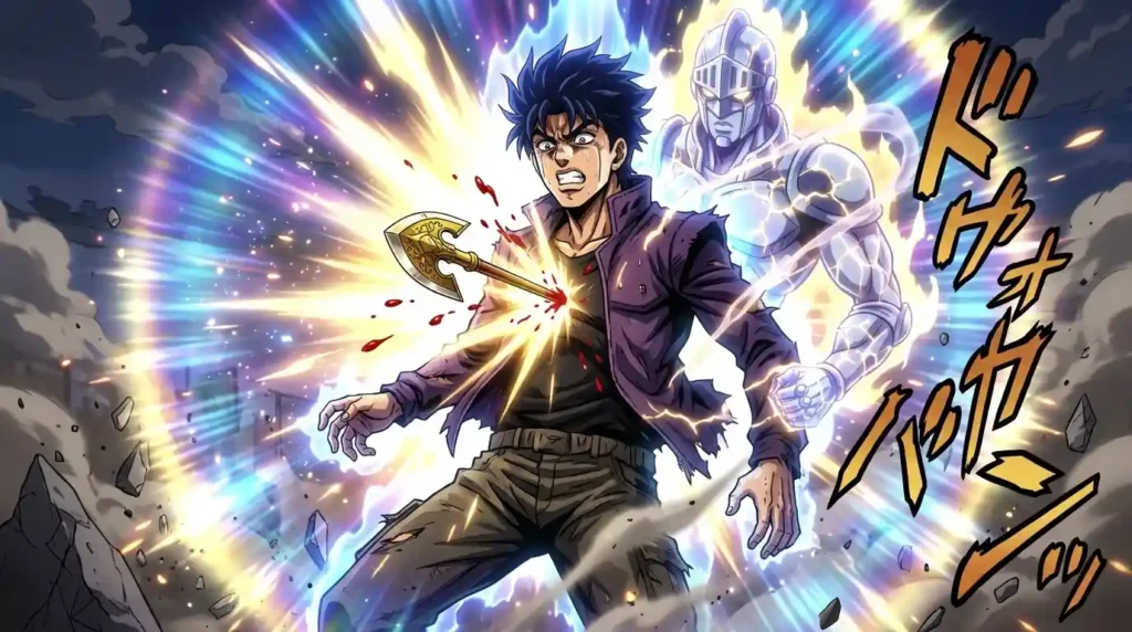 Stand user undergoing Requiem transformation after second Arrow piercing