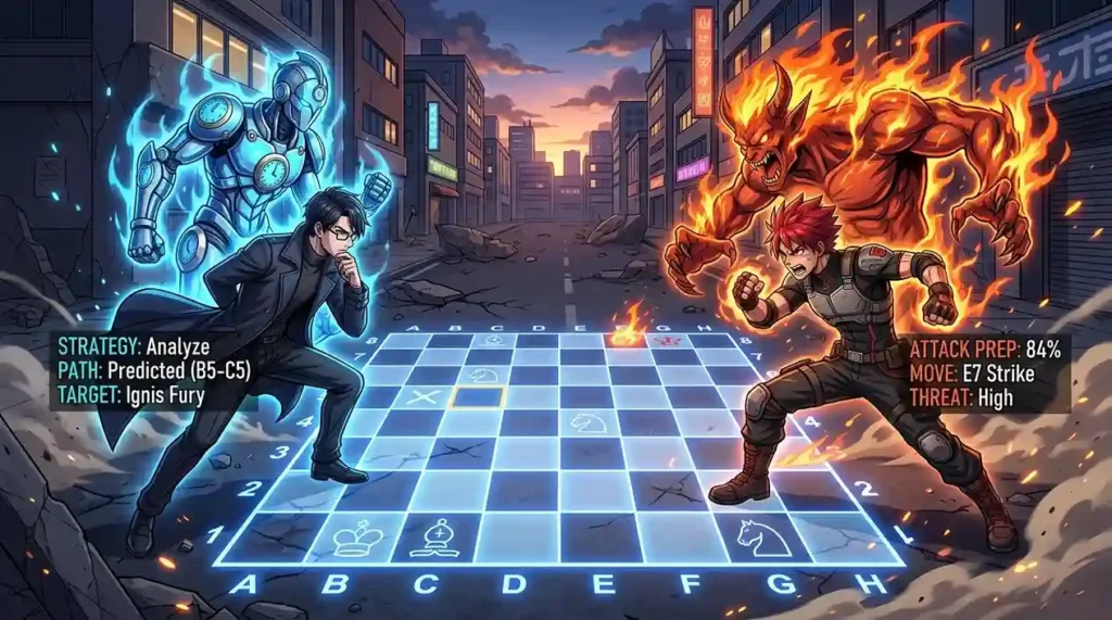 Two JoJo Stand Users using strategy and tactical thinking during a Stand battle.