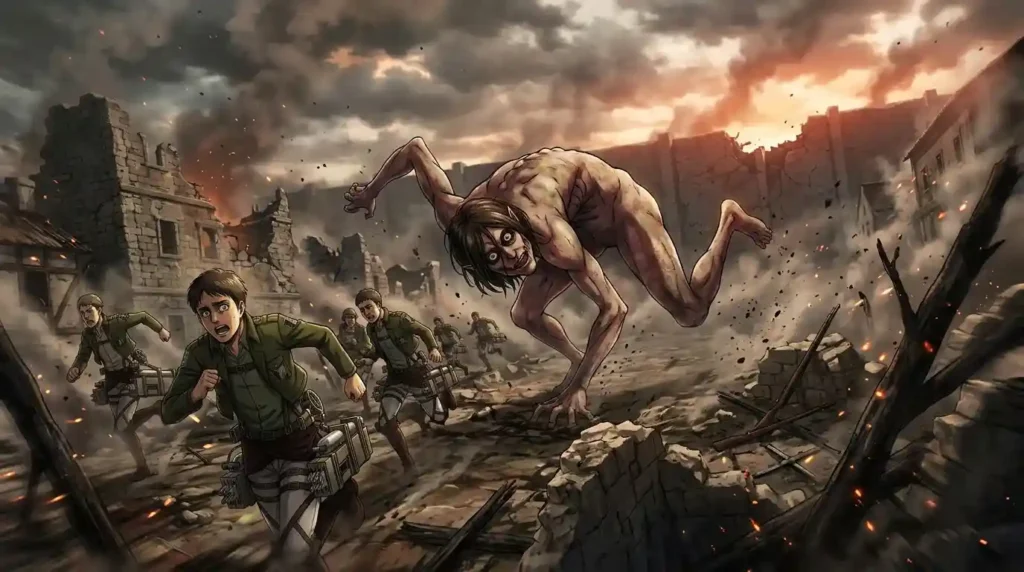 Wall Titans marching during the Rumbling
