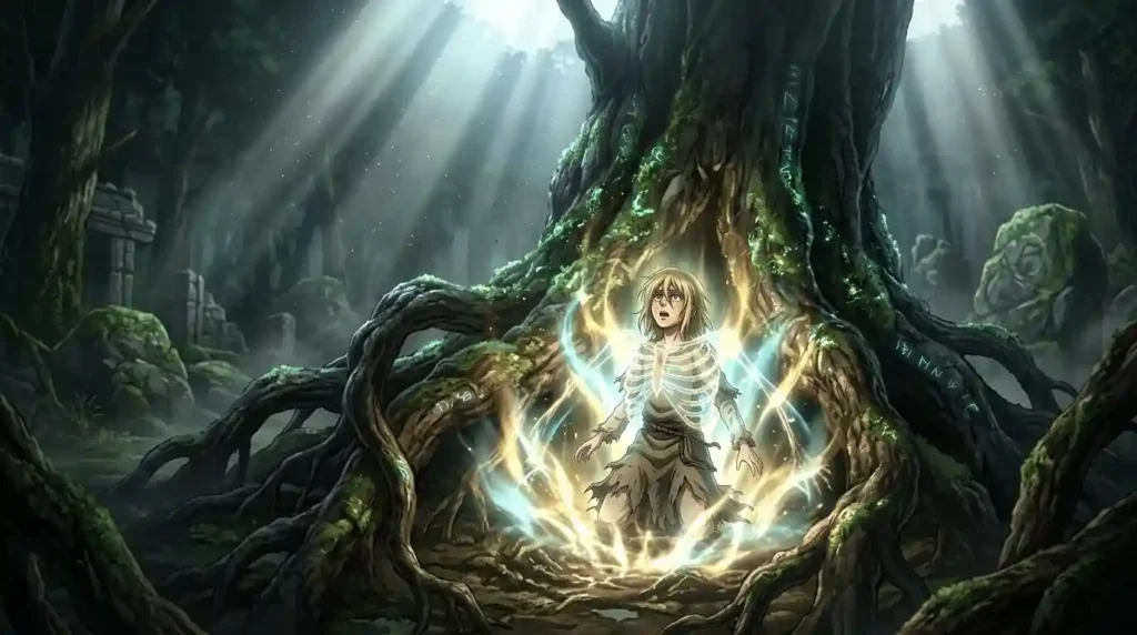 Ymir Fritz transforming into the first Titan