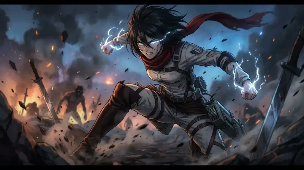 Mikasa Ackerman awakening her hidden combat power