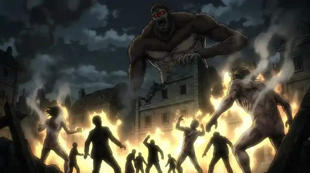 Zeke Yeager using the Beast Titan scream to transform humans into Titans