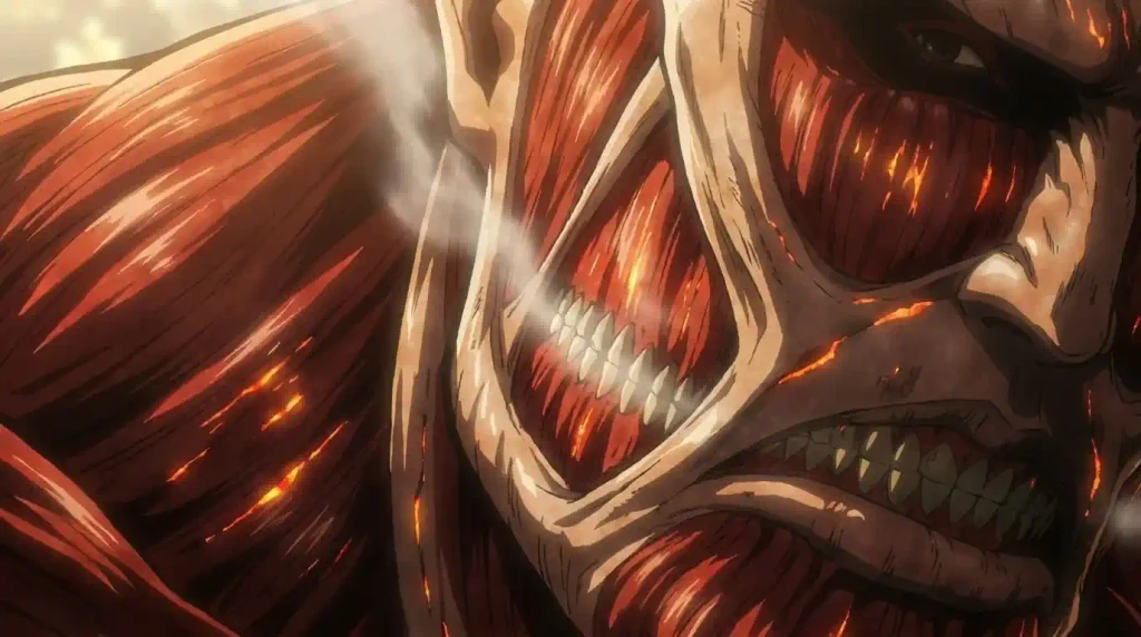 Colossal Titan transformation creating a massive explosion and shockwave