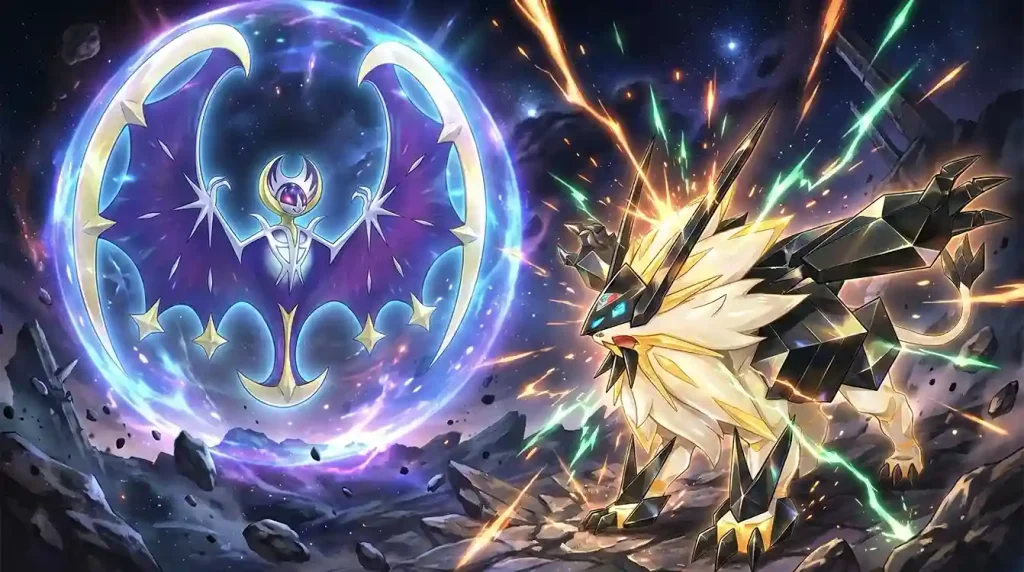 Lunala and Necrozma demonstrating powerful defensive abilities