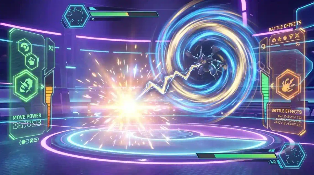 Pokémon battle showing a Z-Move with powerful accuracy and impact