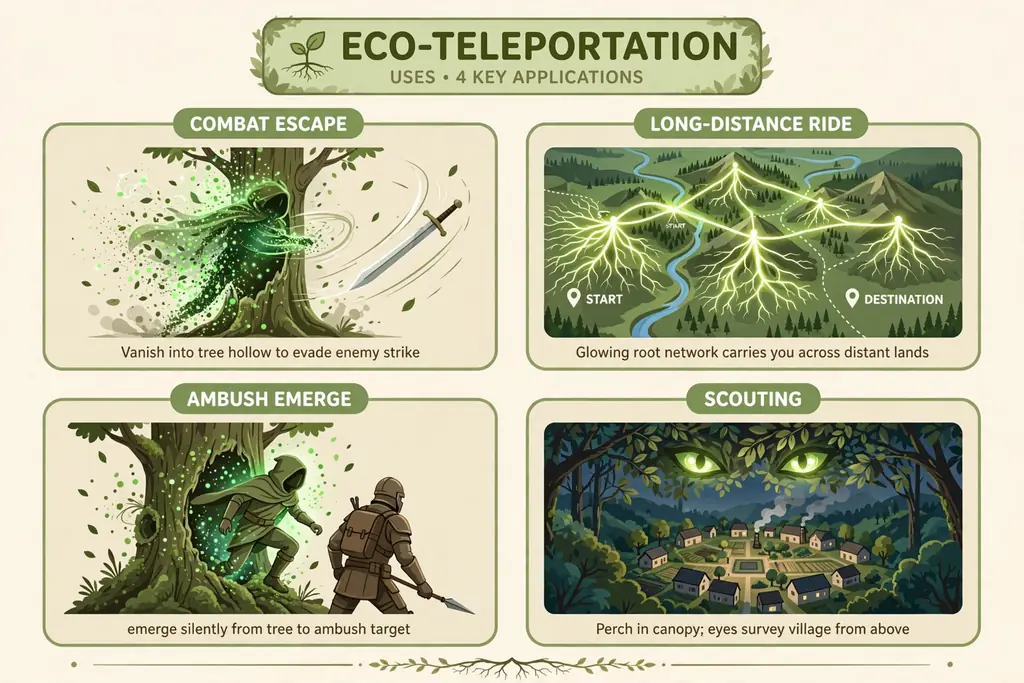 Infographic: combat escape, long-distance ride, ambush emerge, and scouting